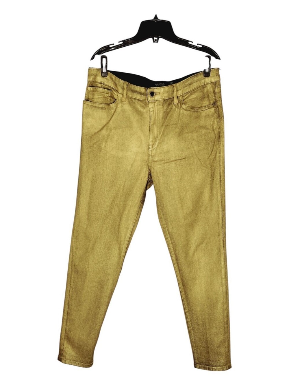 Lauren Ralph Lauren Jeans Gold Metallic Skinny Stretch Size 14